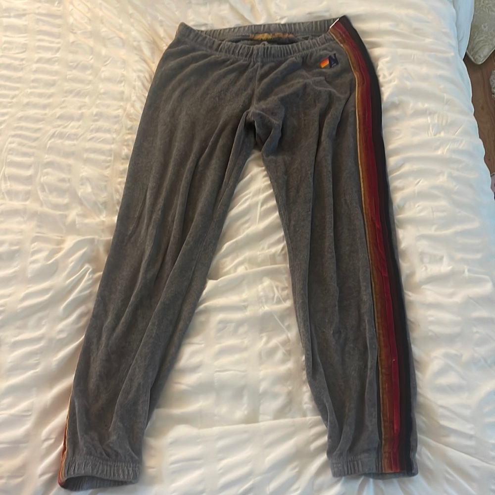 Aviator Nation Classic Velvet Sweatpants-Gray Size M